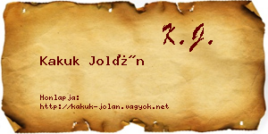 Kakuk Jolán névjegykártya