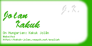 jolan kakuk business card